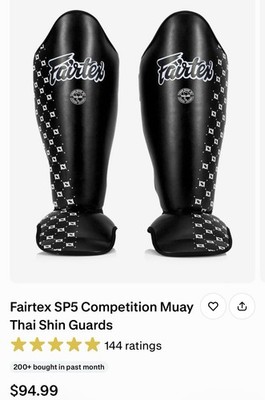 Fairtex SP5 Competition Muay Thai Shin Guards Black, White