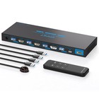 4K144Hz KVM Switch 4 Computers 1 Monitor USB3.0 DisplayPort+2HDMI+USB C KVM S...
