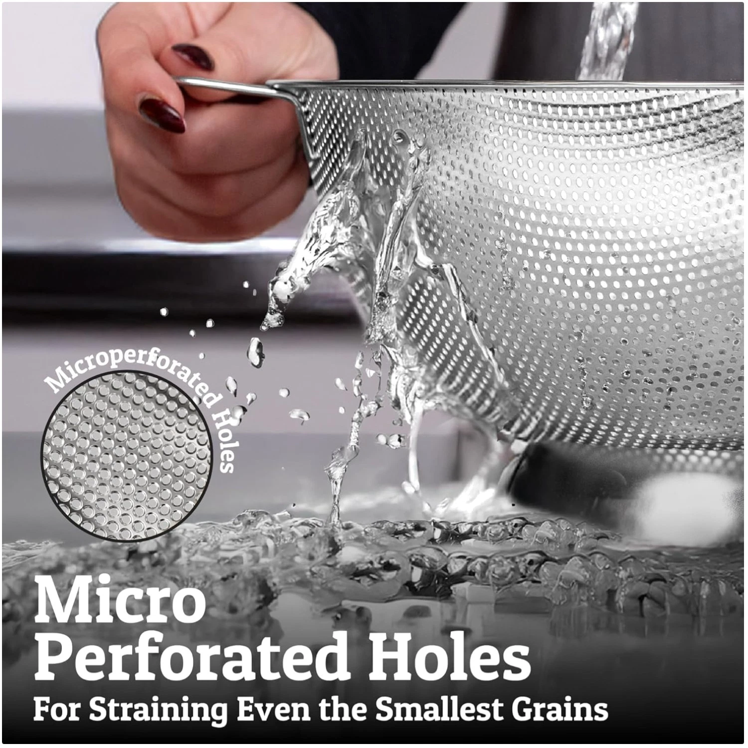 Durable Kitchen Colander, Stainless Steel Mesh Strainer