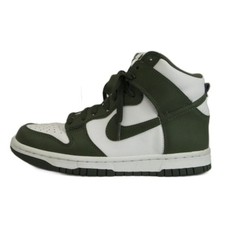 Nike GS Dunk High Championship Khaki Sneakers Leather Cut US5.5Y 24cm White Used