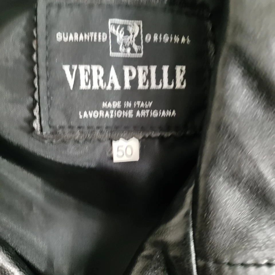 Chaqueta de bombardero vintage Vera Pelle de cuero negro para motocicleta para hombre talla 50 Foto 2 de 3