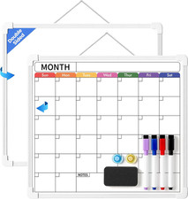 Calendar Whiteboard for Wall, 13  11.8    Double-Sided Dry Erase Board, Hanging