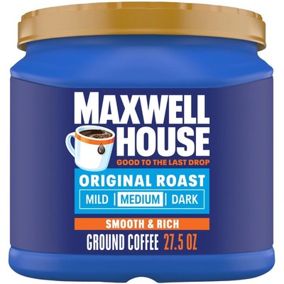 Maxwell House Original Roast Ground Coffee, 27.5 oz Canister.