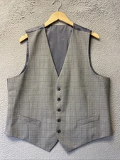 Men's GlennPlaid Design Dress Vest GRAY Hanky Suit Tux /137-40