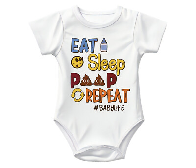 Eat Sleep Poop Repeat Baby Grow Body Weste lustiges Geschenk