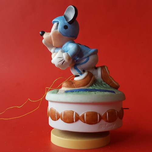 Vtg c1990s Disney Mickey Football Player Schmid Windup Rotating Music Box w/ Tag - Picture 7 of 12