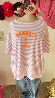 Oversized Namaste Stripe Yoga T-Shirt 38,40,42 New