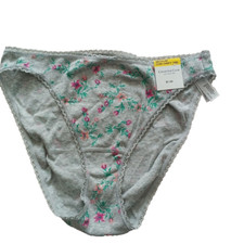 NWT CHARTER CLUB Panty SIZE MEDIUM Gray Floral 100 Cotton