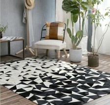 New Hair Skin Patchwork Handmade Large Cow Hand Cowhide Leather Rug Carpet Area