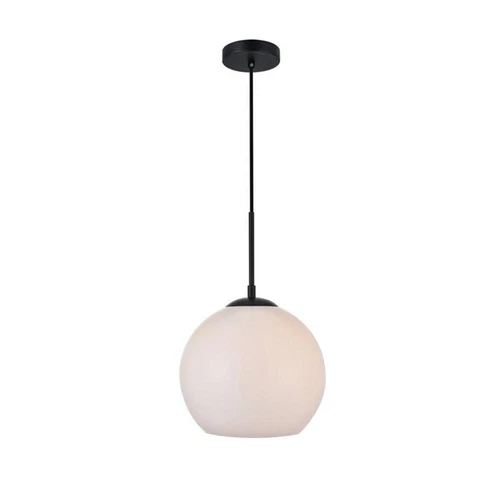 Living District Baxter 1-Light Metal Pendant - Black and Frosted White Finish - Picture 3 of 3