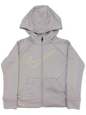 Nike Dri-Fit Boys Gray  Yellow Pixel Swoosh ZipHoodie Sweatshirt Jacket