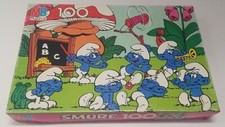 Vintage Milton Bradley THE SMURFS 100 Piece Puzzle 16"x11" School 4190-4 1980's