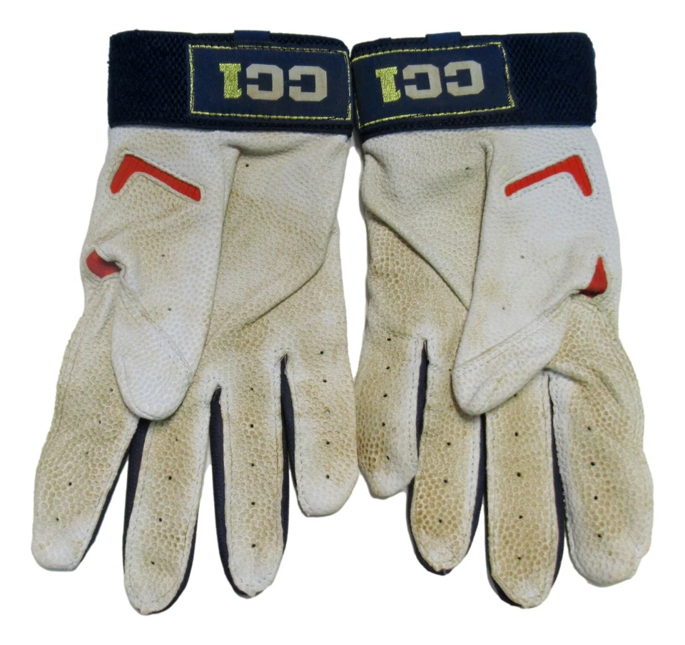 Carlos Correa Game Worn Used Adidas Orange White CC1 Batting Gloves XL Pair - Image 2 of 3