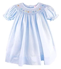 NWT Petit Ami Blue Pearl Multi Bishop 2pc Smocked 9 Months Baby Girls Dress 9M
