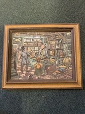 Anton Pieck Framed Wall Piece “General Store” 10.5” X 12.5@ Vintage Framed Art