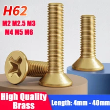 Solid Brass Phillips Machine Screws Countersunk Flat Head Bolts M2 M3 M4 M5 M6