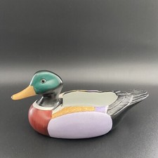 Vtg Mallard Duck Ceramic Pottery Planter Art Hand Painted Decor Taiwan Decoy