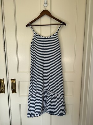 Francesca Bettini Linen Striped Sundress Womens Size Small Blue White