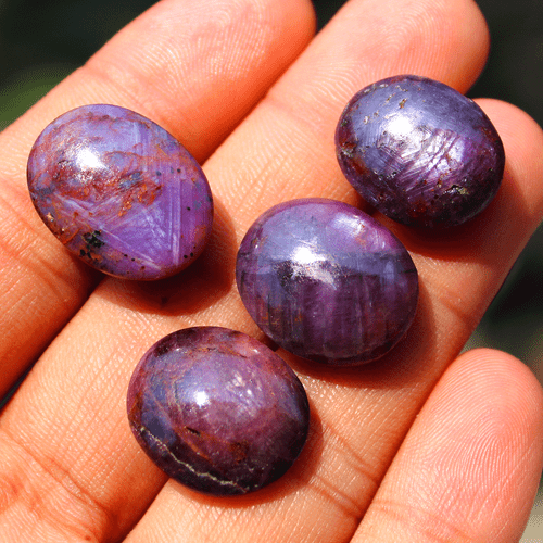 4 Pcs Natural Star Ruby Top Quality 18mm-21mm Oval Cabochon Loose Gemstones Lot - Picture 4 of 16