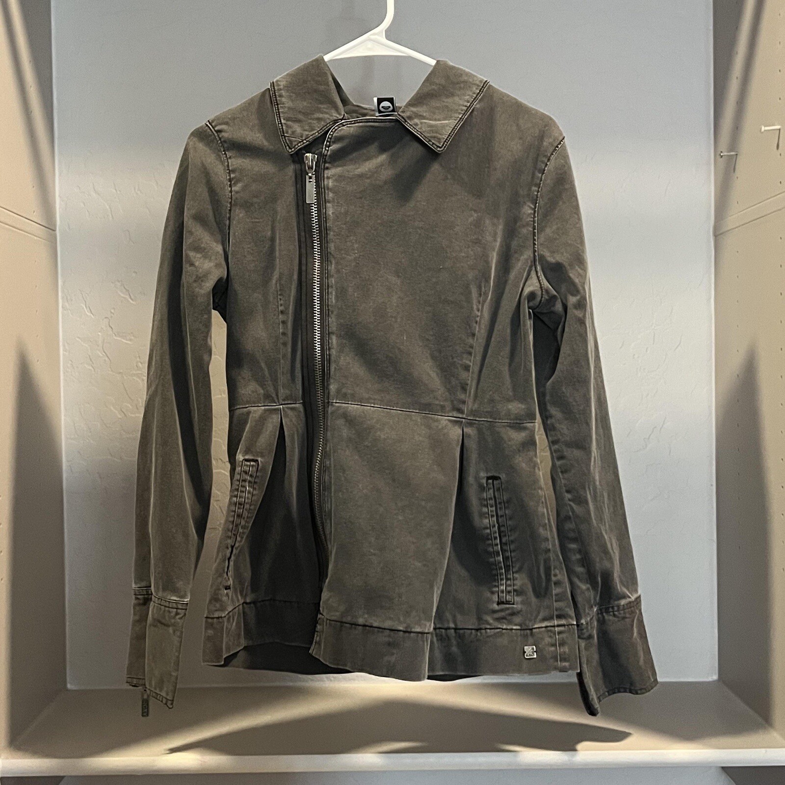 Roxy Distressed Gray Side Zip Jacket - image 2