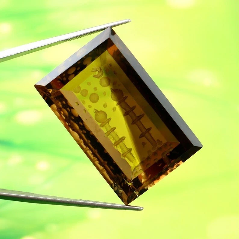 Piedra preciosa suelta natural cuarzo ahumado corte fantasía talla elegante piedra octágona A1758 Foto 2 de 3