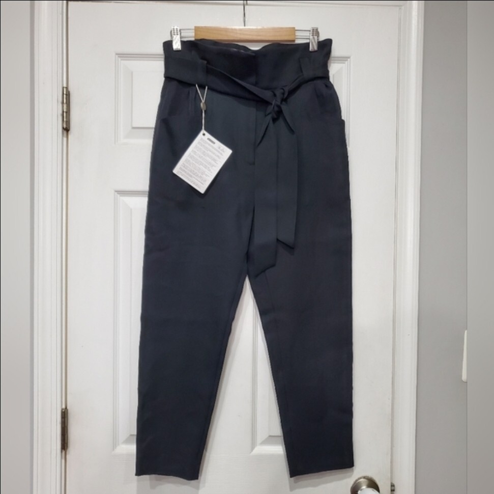 IRO NWT Perplex Belted Paper Bag Cropped Pants Black Size:36 | eBay