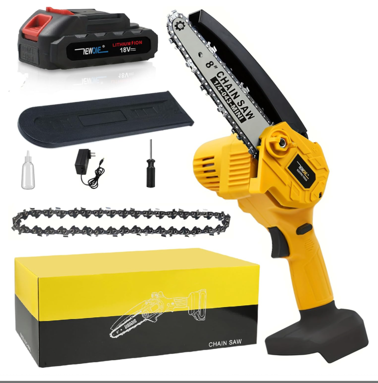 8Inch Cordless Electric Mini Chainsaw with Safety Lock for Easy Cutting