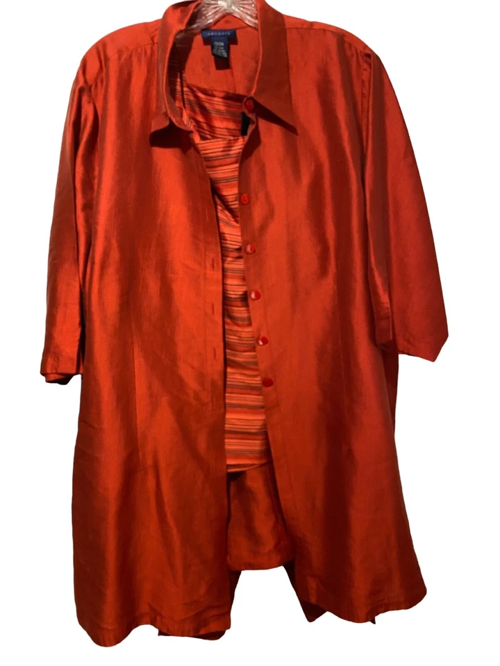 Lane Bryant VENEZIA 22w/24w mezcla de seda oxidada 3 piezas OUTFIT capris cami camisa 3x Foto 2 de 4