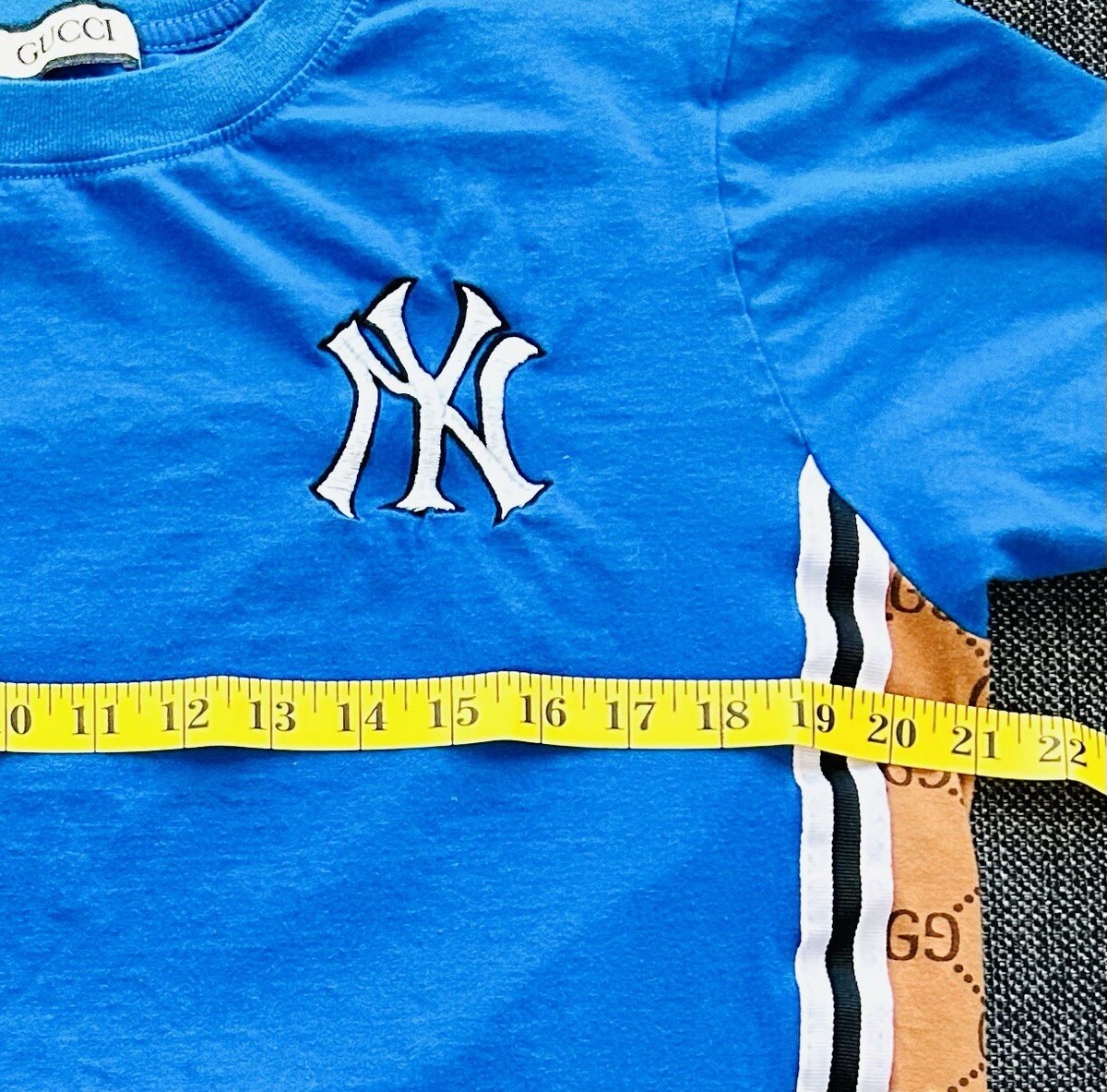 GUCCI NY New York Yankee MLB logo embroidered Shirt Med Rare