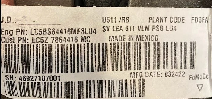 Conjunto de cubierta de aviador Lincoln 2020-23 asiento trasero - (LC5Z-7864416-MC) Foto 3 de 4
