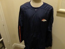 Vtg Blue Sewn Nike NFL Authentic Denver Broncos Polyester Pullover Jacket Men XL