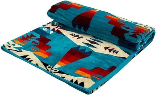 Pendleton Towel Blanket TUCSON Turquoise Oversized 102×178cm Cotton New - Picture 2 of 6