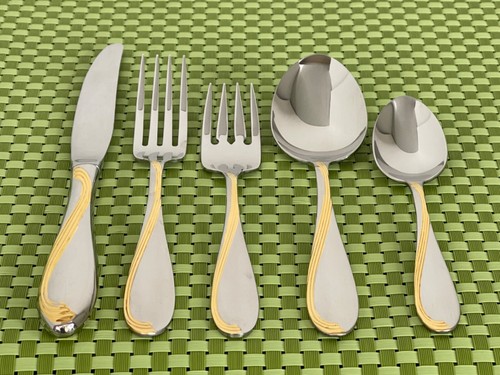 Oneida GOLDEN CAMBER Stainless Gold Accent Glossy Flatware SMART CHOICE A47G