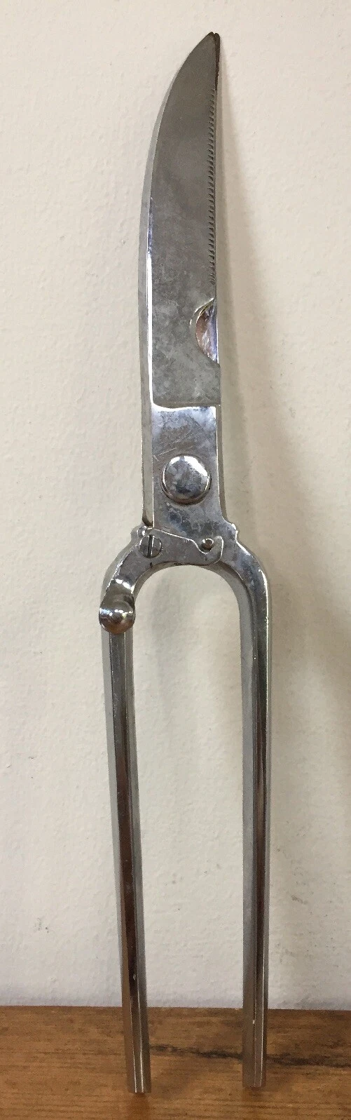 Vtg Hot Dropped Forged Steel Shiny Chrome Bone Sheers Gardening Scissors Italy
