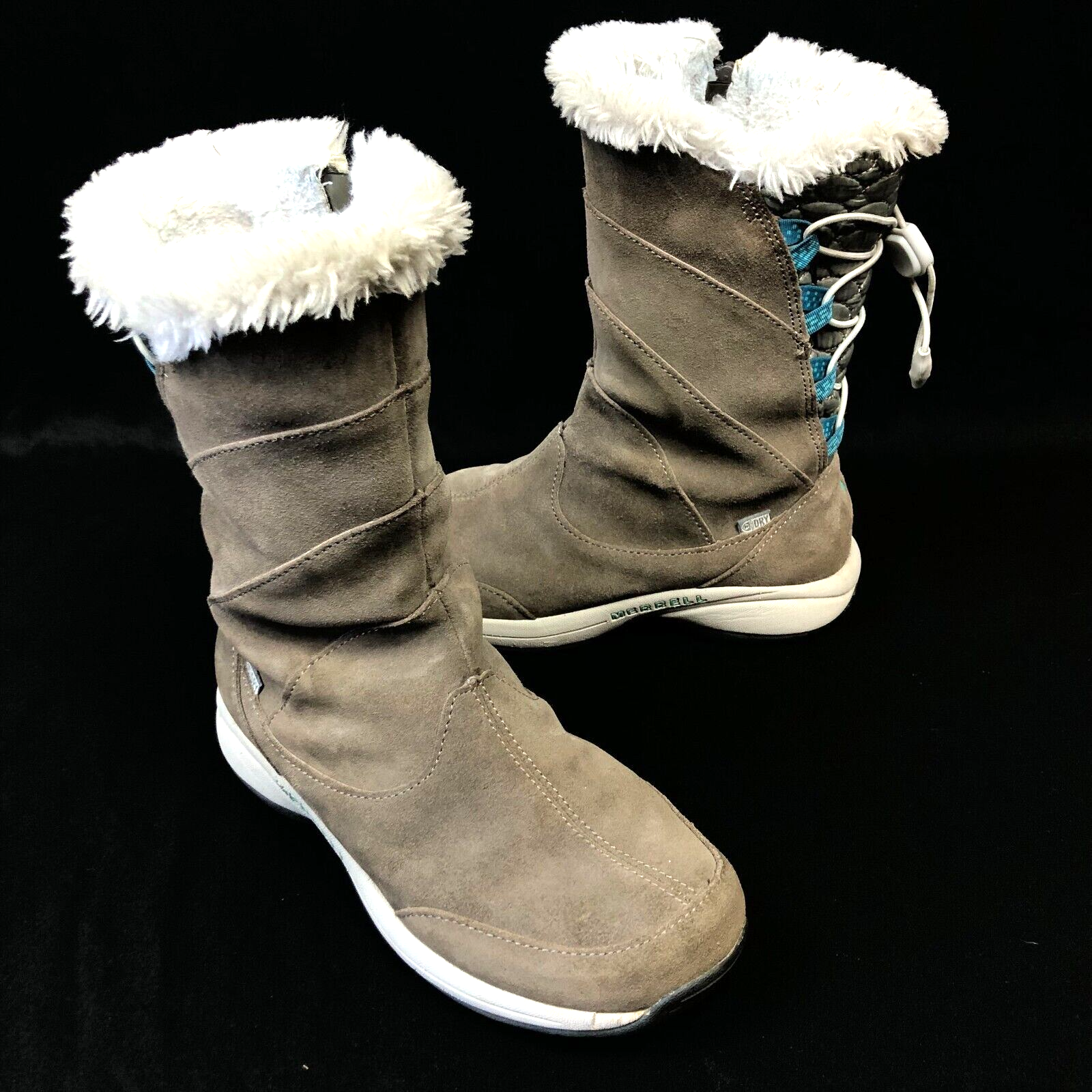 MERRELL JOVILEE ALP WOMEN'S Faux Fur Waterproof Winter Zip Boots Size 6.5 EUC!