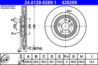 2X ATE Bremsscheibe 24.0128-0289.1 FüR Macan Porsche 95B 95BAU1 GTS 95BBL1 Turbo
