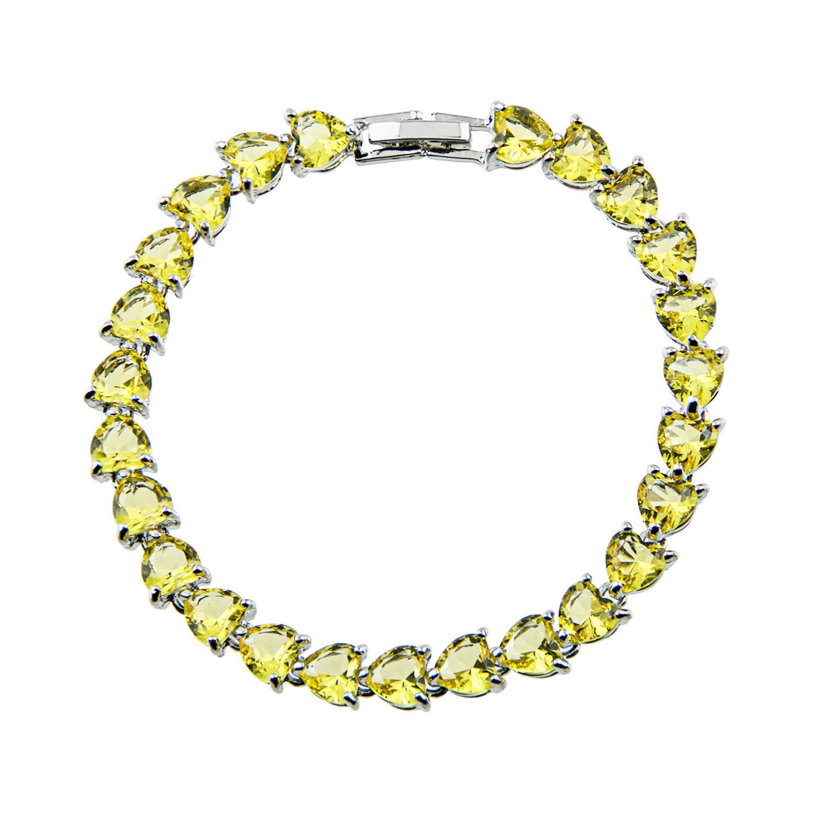 Теннисный браслет из коллекции Skyline с ноябрьским камнем - желтым топазом в виде сердца 2490₽