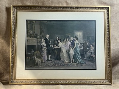 Jean Leon Ferris   Washington Last Birthday   1910 Engraving, Orginal Frame