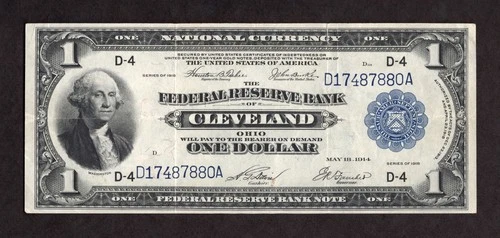 1918 $1 Federal Reserve Bank Note Cleveland Fr. 719 - VF