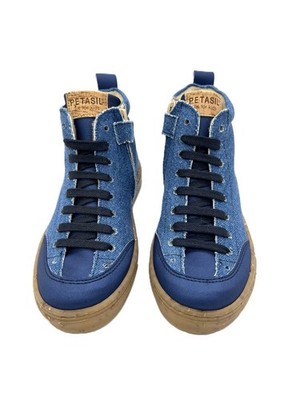 Petasil Kids Riley Hi-Top Vegan Sneaker in Jeans Recyceltes Textil & Warmfutter