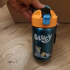 Kids Stainless Steel Bluey Water Bottle Leakproof 14oz  Straw BPA Free Zak, NEW 