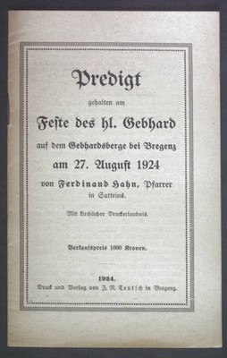 Predigt gehalten am Feste des hl. Gebhard auf dem Gebhardsberge bei Breg 1792596