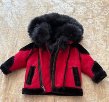 Jordan Craig Kids Red Black Faux Fur Lined Biker Jacket Size 3 Toddler