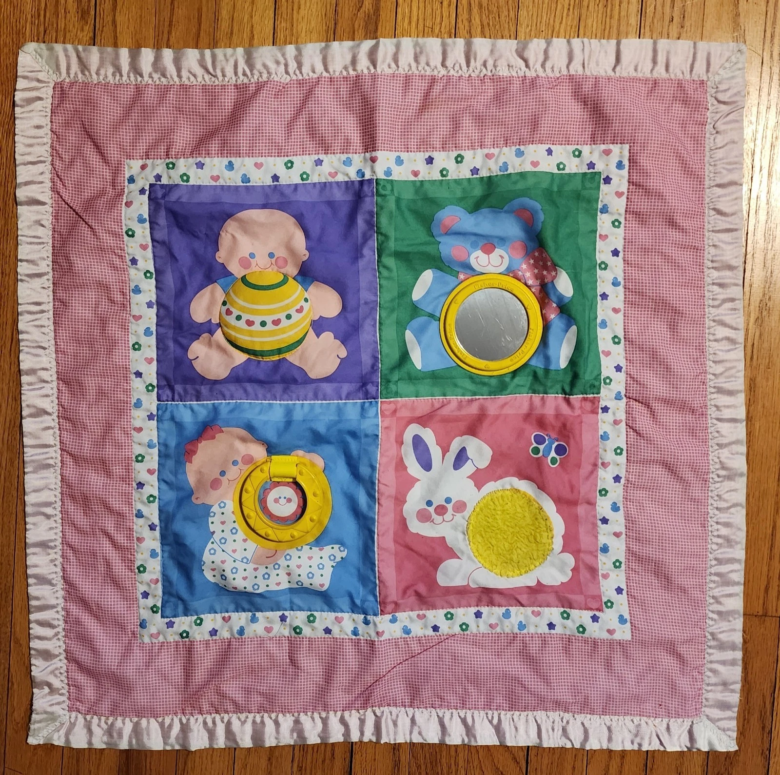Vintage Fisher Price Baby Blanket Tummy Time Activity Mat 1983 Satin Mirror 137
