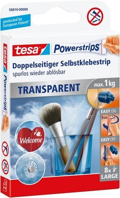 Tesa Powerstrips transparent Deko - doppelseitige Klebestreifen für leichte