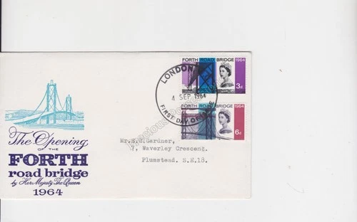 GB FDC FIRST DAY COVER 1964 FORTH ROAD BRIDGE STAMP SET LONDON PMK