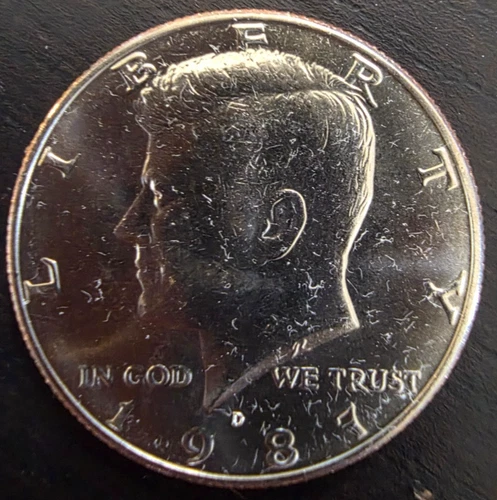 JFK HALF DOLLAR - 1987 D - UNC - VERY LOW MINTAGE - NIFC - FREE US SHIPPING