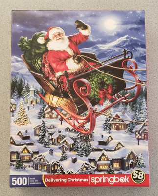 Springbok Puzzle Delivering Christmas 500 Piece Made in USA 18'' x 23.5'' Complete