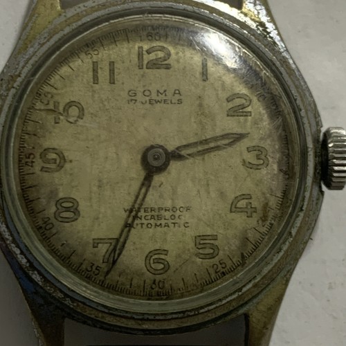 Montre Militaire Vintage Selza Felsa 690 - Automatique, Cadran Marine, Bracelet Cuir Années 50