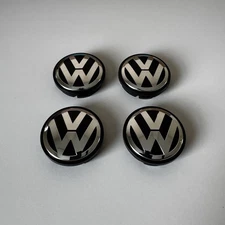 4x VW Volkswagen 56mm 2.2" Wheel Center Hub Cap 1J0-601-171 Black/Silver